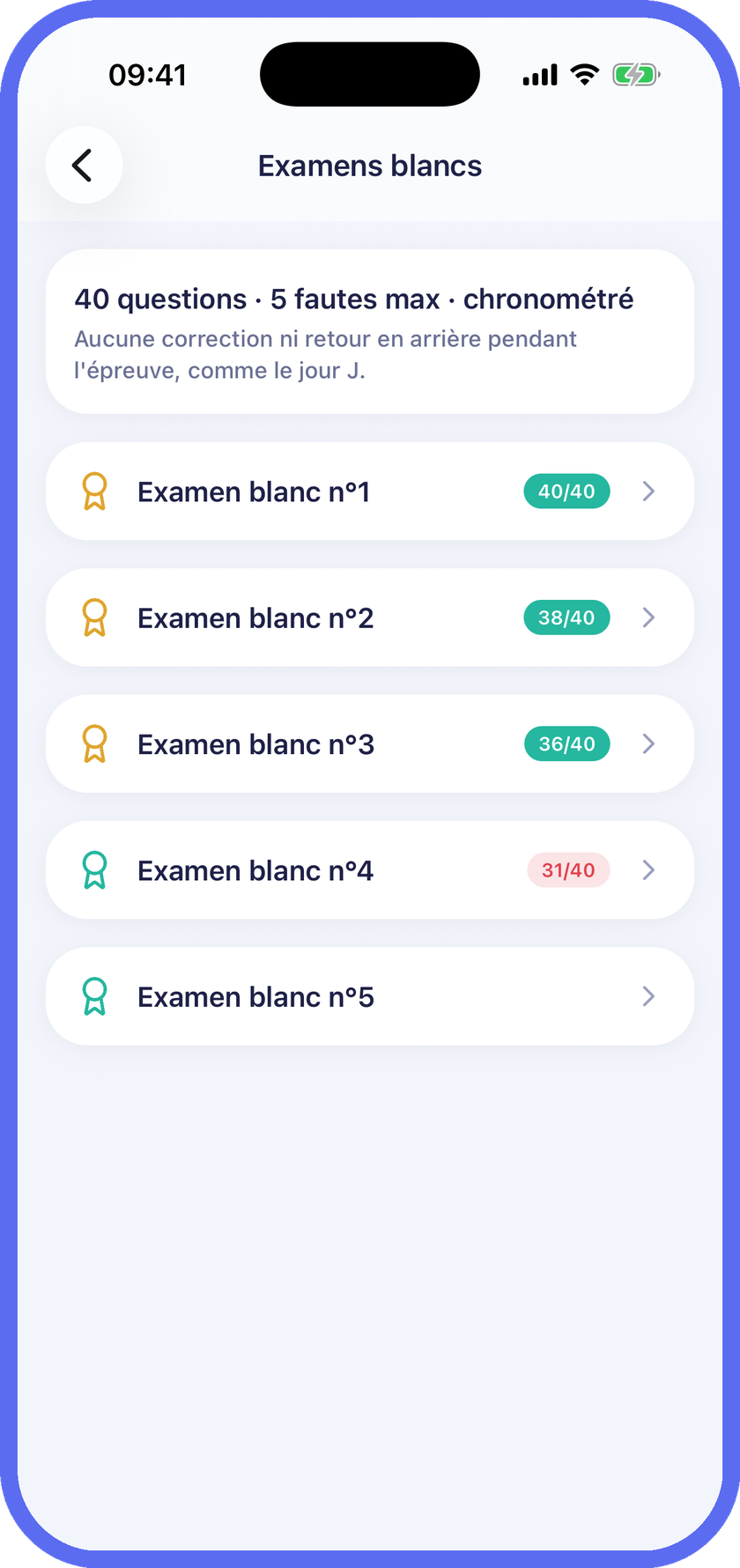 Examens blancs dans Code Express